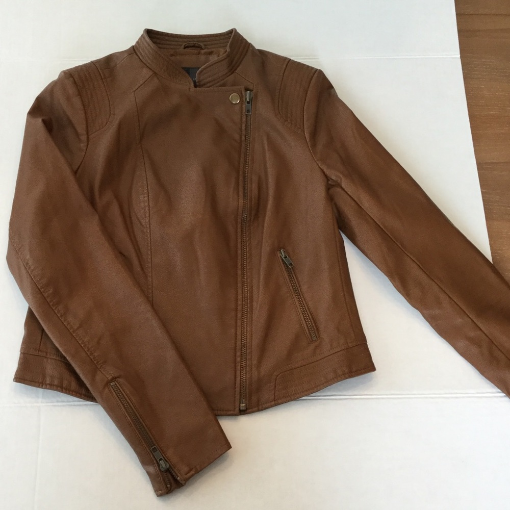 The Limited Brown Faux Leather Bomber Jacket
